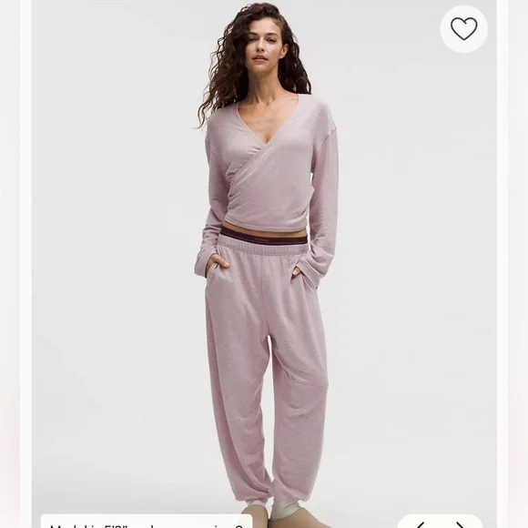 Lululemon BeCalm Wrap-Front Long-Sleeve Shirt/Heathered Porcelain Pink/ XS/ NWT - Picture 2 of 7